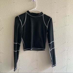 Black long sleeve crop with standout stitching
